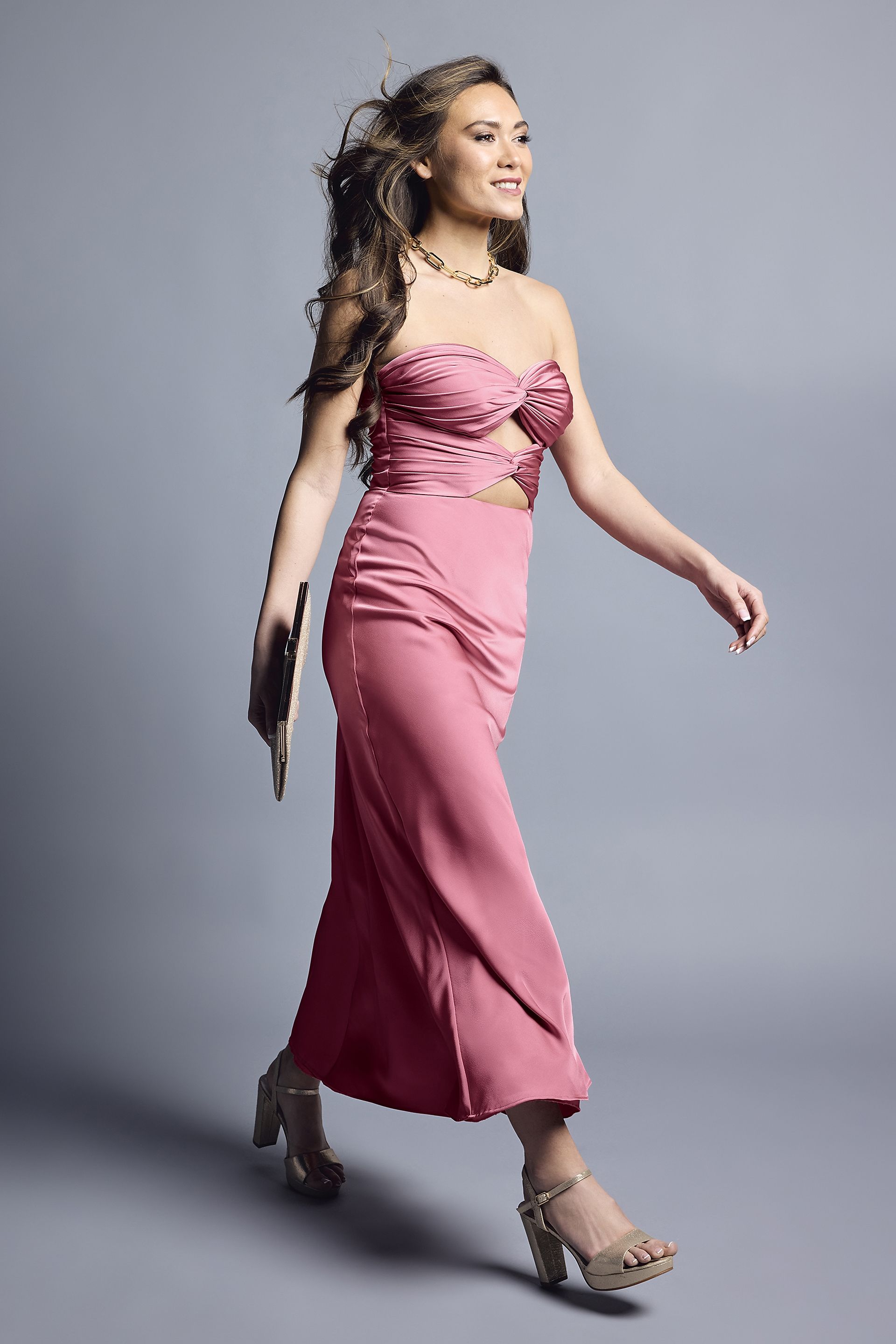 Picture of Strapless Double Cutout A-Line Ankle-Length Dress